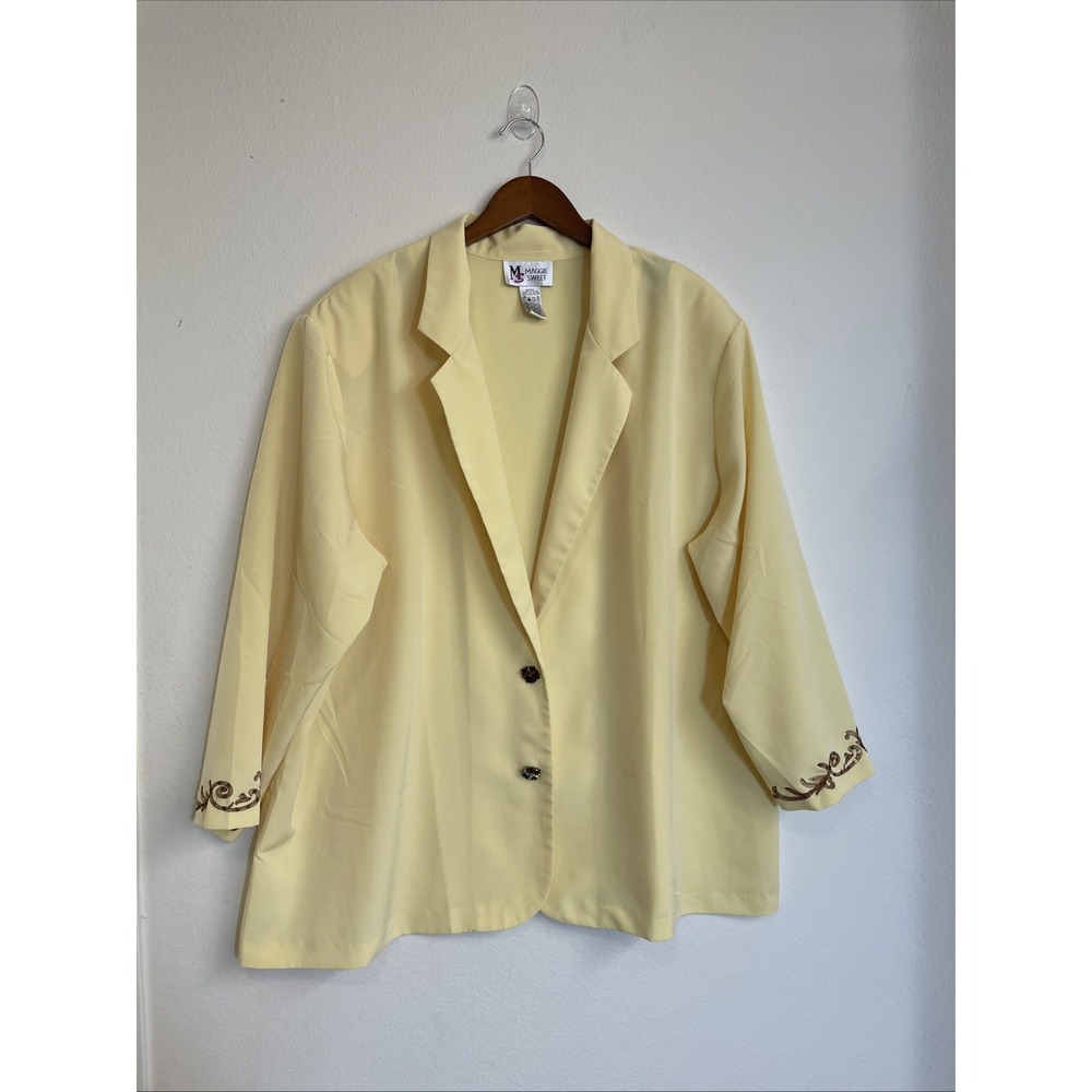 VTG Maggie Sweet Blazer Jackets‎ Womens Petite size 3X Yellow two buttons casual